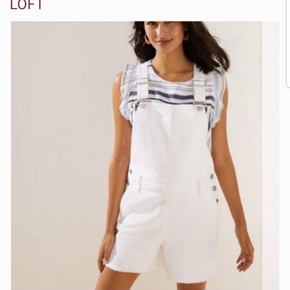 LOFT White Denim Overalls - NWT - Picture 1 of 13